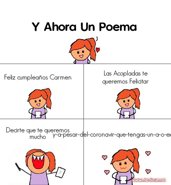 Y ahora Un Poema Feliz cumpleanos carmen